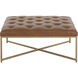 Endall 17 inch Antique Brass / Vintage Camel Leather Ottoman